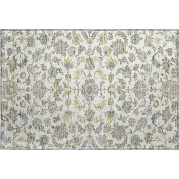 Mayfield Premium Machine Washable Abstract AMF2473 Ivory 3 ft. x 4 ft. Area Rug
