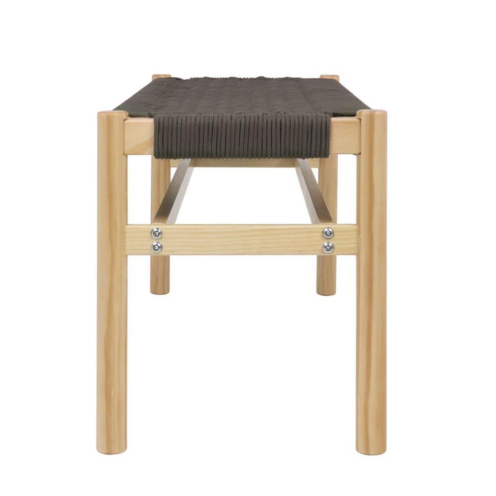 Fernway Blonde Solid Wood and Woven Rope Entryway Bench