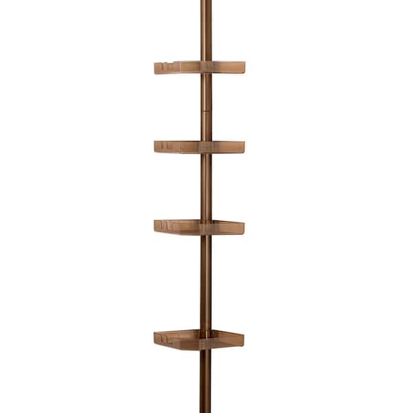 Bath Bliss Bronze Plastic 4-Shelf Tension Pole Freestanding Shower