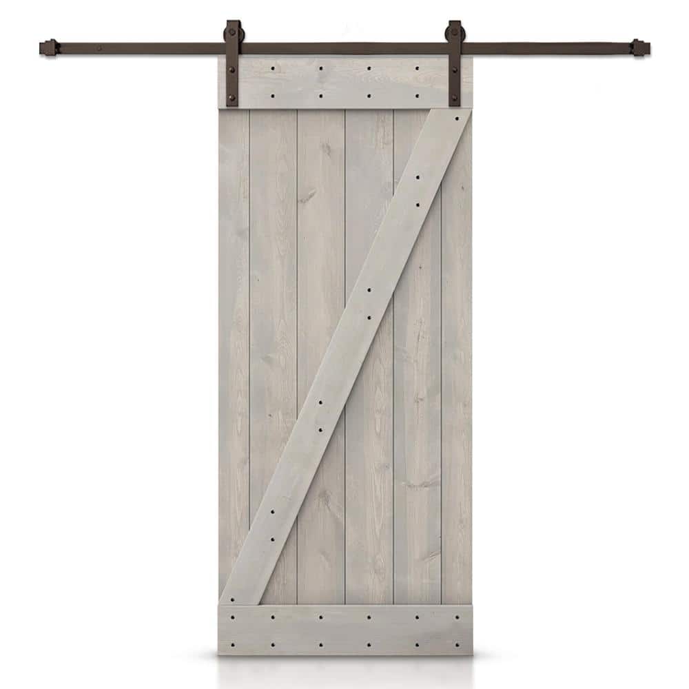 40 in. x 84 in. Z Silver Gray Stained DIY Knotty Pine Wood Interior Sliding Barn Door with Hardware Kit price history on PriceWatchPro