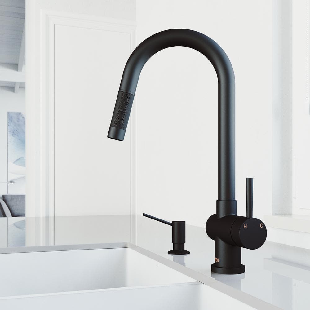 VIGO Gramercy Single Handle Pull-Down Spout Kitchen Faucet Set with ...