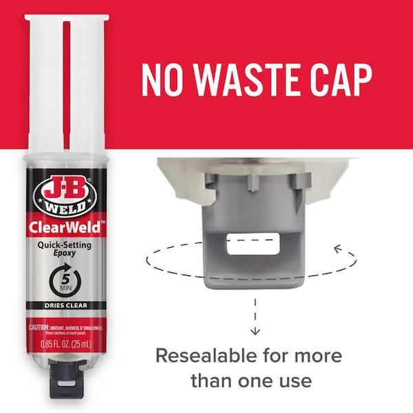 J-B Weld 0.85 oz. ClearWeld Quick-Set Epoxy Syringe 50112 - The