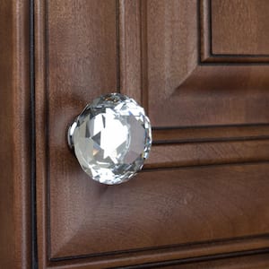 drawer & cupboard pulls door knobs medium clear cut glass 40 mm 