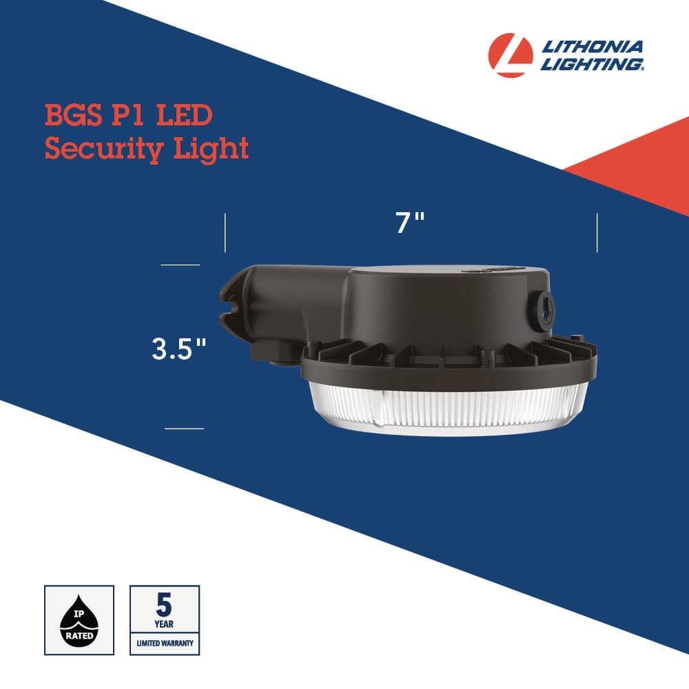 Dark Bronze Aluminum Outdoor LED Security Light with Photocell