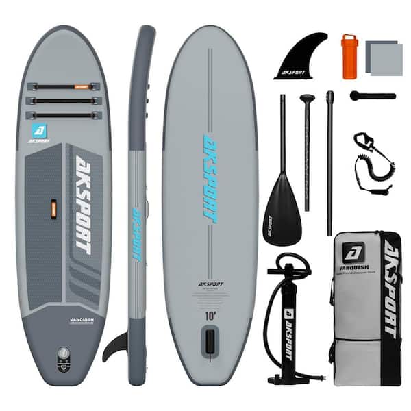 Misopily Premium 120 in. Gray PVC Standup Inflatable Paddle Board with Accessories