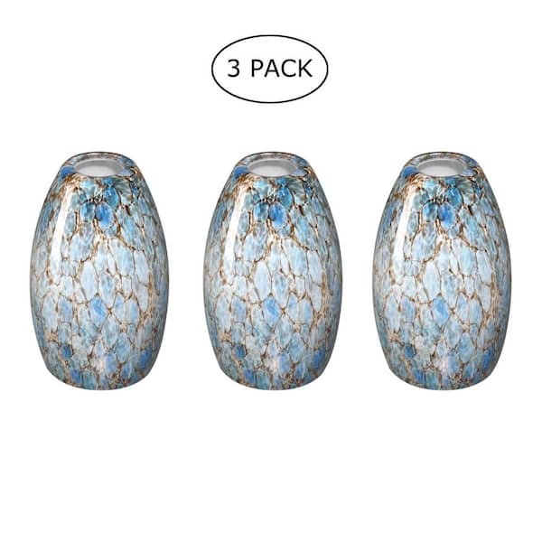Faymart lighting 7.64 in. Blue Art Glass Globe Pendant Shade for Mini Pendant with 1.65 in. Lip Fitter (Not Included) (3-Pack)