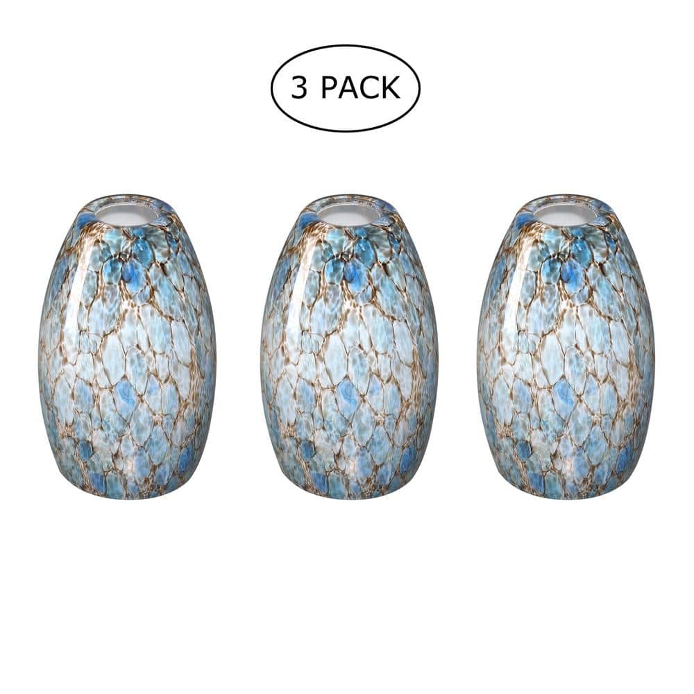 7.64 in. Blue Art Glass Globe Pendant Shade for Mini Pendant with 1.65 in. 