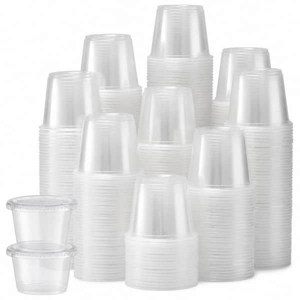 240 Set 5.5 oz Clear Plastic Portion Cups with Airtight Lids for Souffle, Dressing and Sauce