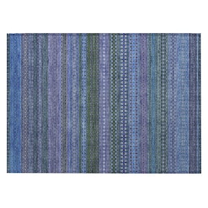 Chantille ACN527 Blue 1 ft. 8 in. x 2 ft. 6 in. Machine Washable Indoor/Outdoor Geometric Area Rug
