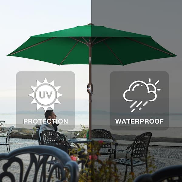 7.5ft Outdoor Market Patio Umbrella in Green with Push Button Tilt