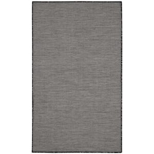 Positano Charcoal 3 ft. x 5 ft. Solid Contemporary Indoor/Outdoor Patio Kitchen Area Rug