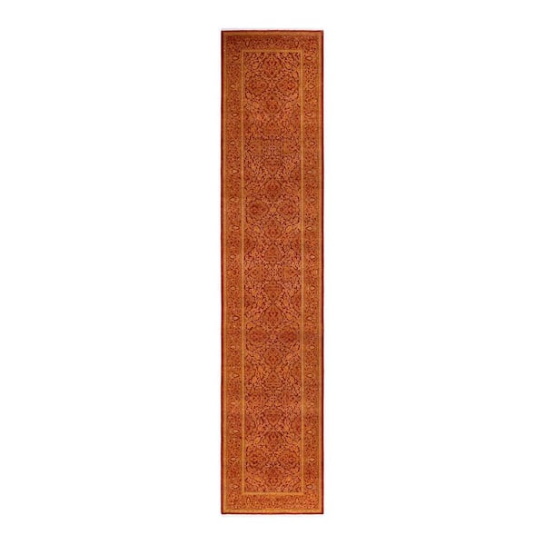 Solo Rugs One-of-a-Kind Traditional Orange 2 ft. x 12 ft. Hand Knotted Oriental Area Rug