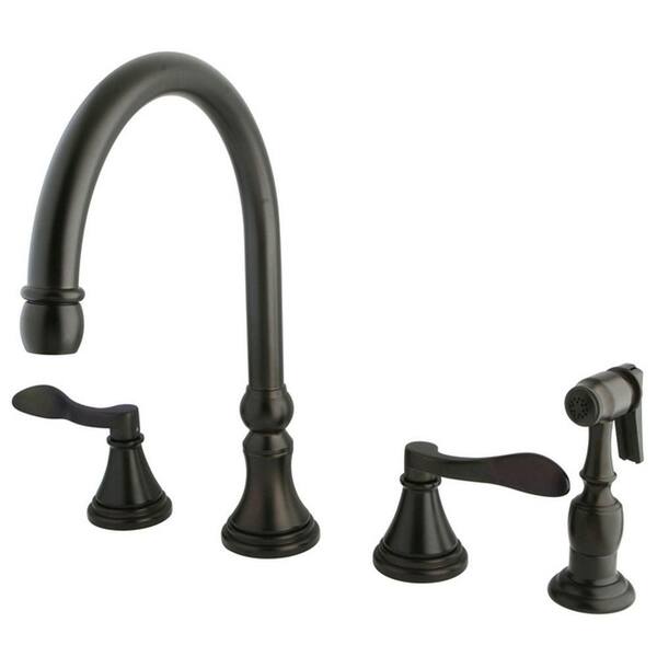 Kingston Brass French 2-Handle Standard Kitchen Faucet with Side Sprayer in Oil Rubbed Bronze