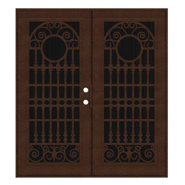 Unique Home Designs 72 in. x 80 in. Spaniard Copperclad Left-Hand Surface Mount Aluminum Security Door with Charcoal Insect Screen