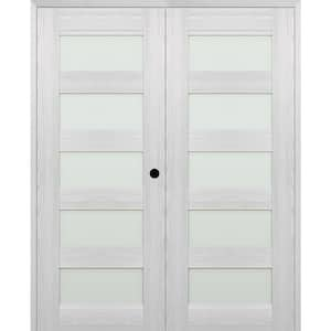 Vona 07-07 72 in. x 96 in. Left Active 5-Lite Frosted Glass Ribeira Ash Wood Composite Double Prehung Interior Door