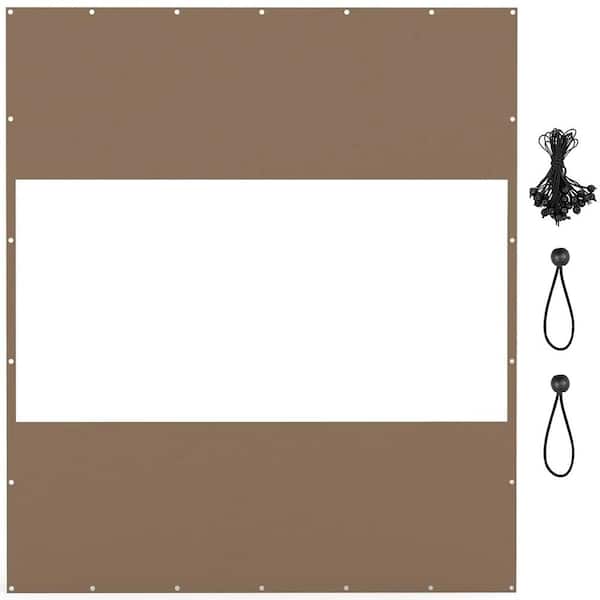 8 ft. H x 7 ft. W Outdoor Brown Winter 18 Oz. Waterproof Clear PVC Panel Curtain Heavy Duty Privacy Screen