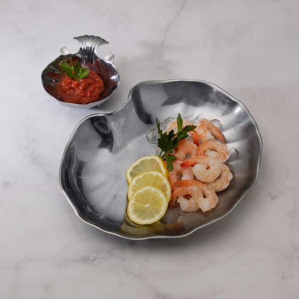Sea Life 11.75 in. x 9.75 in. Shell Sauce and Hors d'oeuvre Server