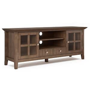 Acadian Solid Wood 60 in. Wide Transitional TV Media Stand in Rustic Natural Aged Brown for TVs up to 65 in.