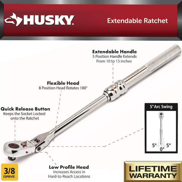 3/8 in. Drive Flex-Head Extendable Ratchet
