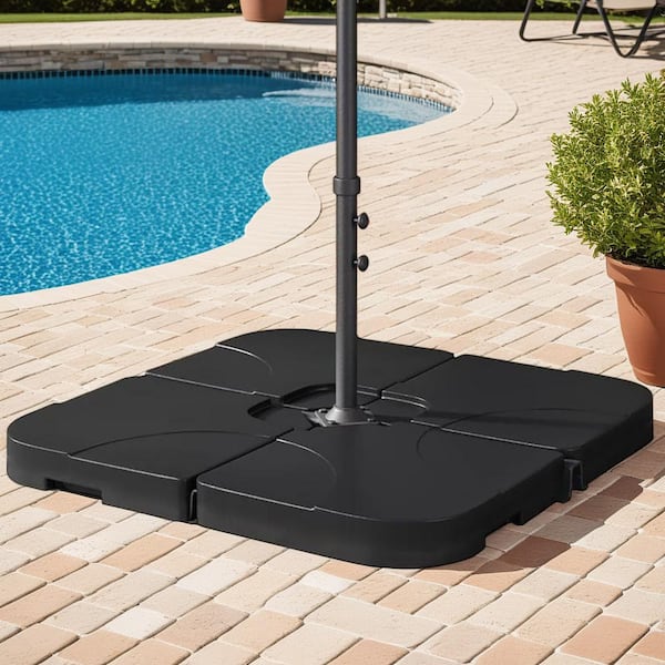 180 lb. Capacity Weighted Cantilever and Offset Patio Umbrella Base in Black (4-Piece)