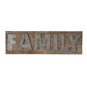 Rusitic Family Barn Wood and Galvanized Metal Wall Decorative Sign