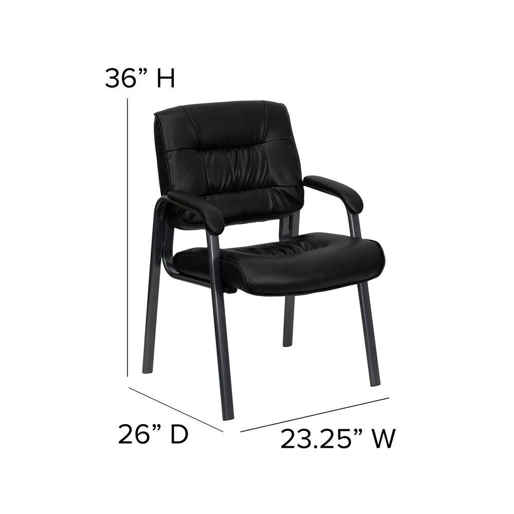 Black Leather and Metal Executive Reception Chair