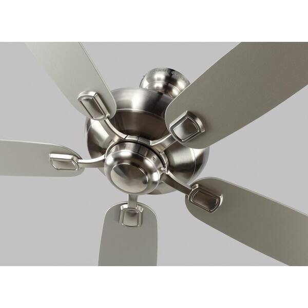Generation Lighting - Colony Max 52 in. Transitional Brushed Steel Ceiling Fan with Silver and American Walnut Reversible Blades, Pull Chain