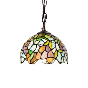 Wisteria 60-Watt 1 Light Mahogany Bronze Shaded Mini Pendant Light with Stained Glass Shade, No Bulbs Included