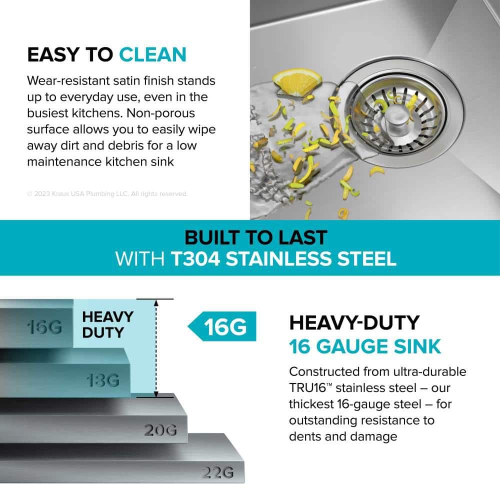 Kore 30-Inch Stainless Steel Undermount Single Bowl Kitchen Sink
