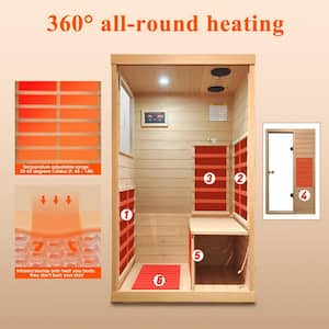 Moray 1-Person Indoor Hemlock Sauna with 6 Far-infrared Carbon Heaters(Left and Right Door Randomly)