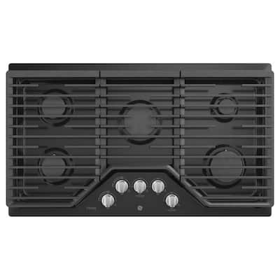 Profile 36 in. Gas Cooktop in Black with 5 Burners with Rapid Boil