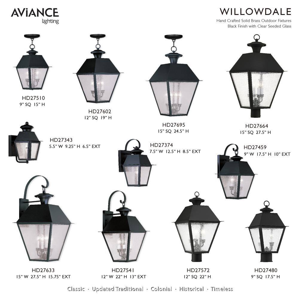 Elegant Mansfield Black Seeded Glass 3-Light Outdoor Wall Lantern
