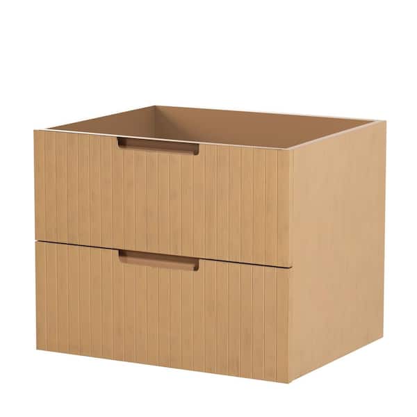 Tileon 23 in. Floating MDF Bath Vanity Cabinet without Top, Bathroom Storage Cabinet with 2 Drawers in Light Brown