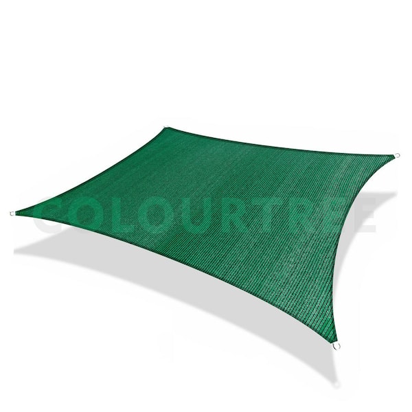 COLOURTREE 22 ft. x 10 ft. 190 GSM Green Rectangle Sun Shade Sail Screen Canopy, Outdoor Patio and Pergola Cover (Custom Size)