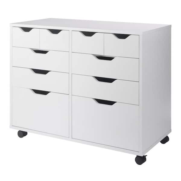 WINSOME WOOD Halifax White Cabinet with 4 Small and 4 Medium Drawers
