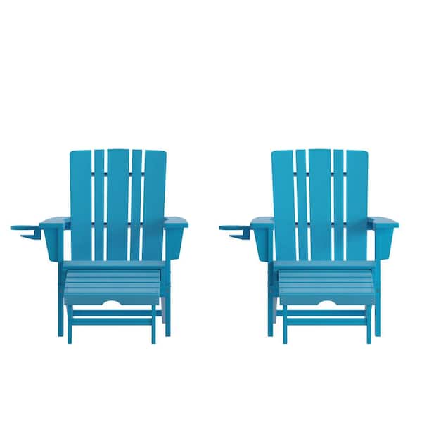 Carnegy Avenue Blue Faux Wood Resin Adirondack Chair (Set of 2)