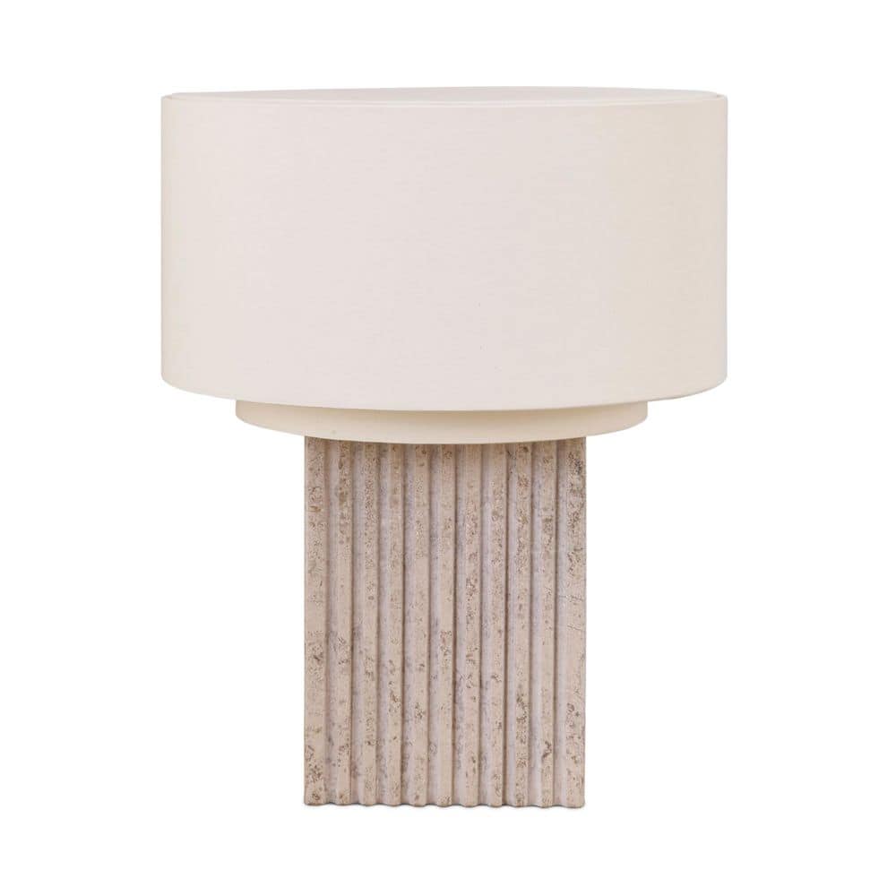 Atticus 15.04 in. LED Natural Beige Stone Modern Industrial Square Dimmable Bedside Nightstand Desk Lamp price history on PriceWatchPro