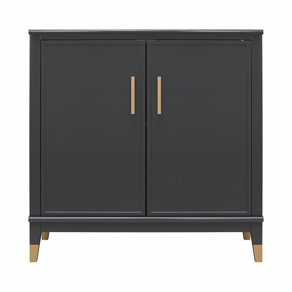 Black MDF 2-Door Accent Cabinet with Adjustable Shelving