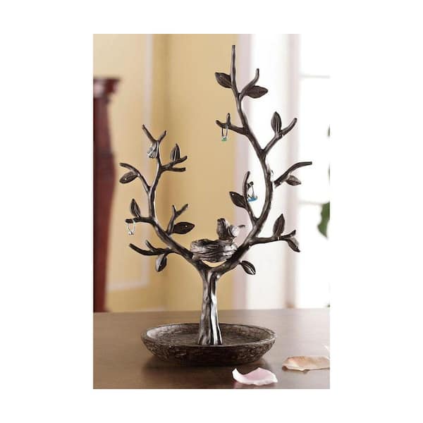 Home Decorators Collection 15 in. Aluminum Bird and Twig Jewelry Tree and Nest