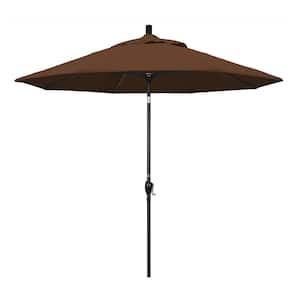 9 ft. Aluminum Push Tilt Patio Umbrella in Teak Olefin