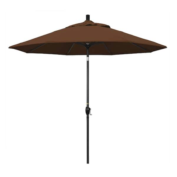 California Umbrella 9 ft. Aluminum Push Tilt Patio Umbrella in Teak Olefin