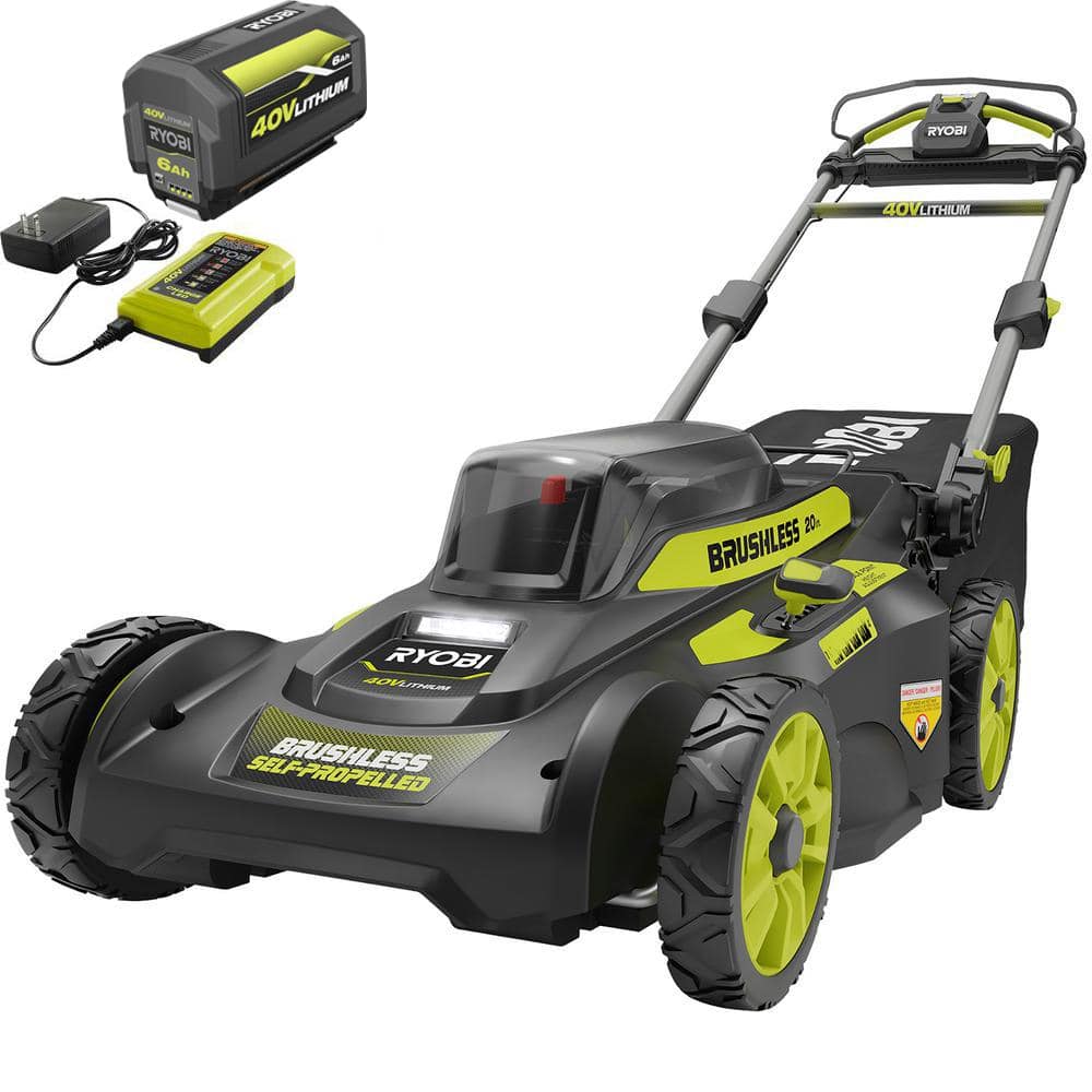 RYOBI 220V Brushless 220 in. Cordless Walk Behind Self Propelled Lawn Mower  with 220.20 Ah Battery & Charger RY22011220 Y   The Home Depot