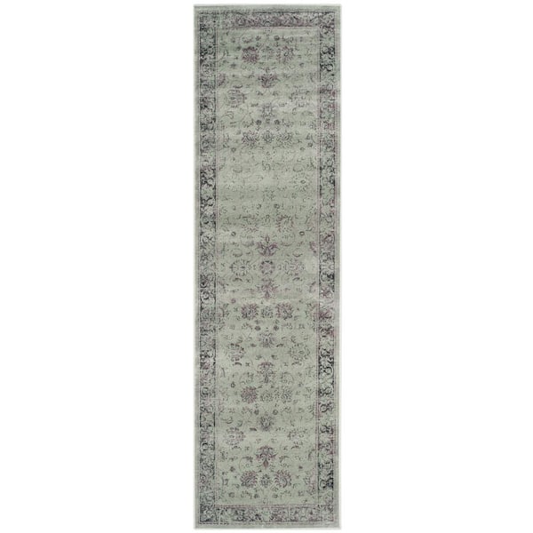 SAFAVIEH Vintage Spruce/Ivory 2 ft. x 12 ft. Distressed Border Runner ...