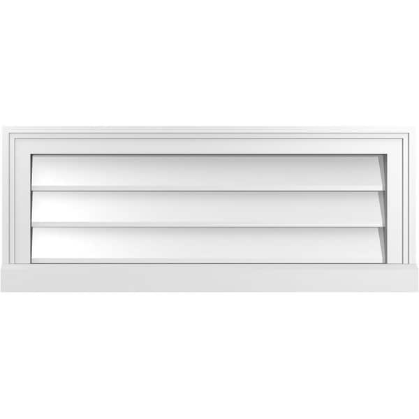 Ekena Millwork 30 in. x 12 in. Vertical Surface Mount PVC Gable Vent: Decorative with Brickmould Sill Frame