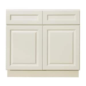 LaPort Assembled 36x34.5x24 in. Base Cabinet with 2 Doors and 2 Drawers in Classic White