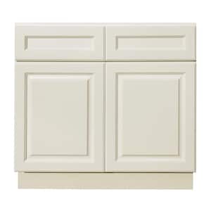 Newport Ready to Assemble 33x34.5x24 in. Base Cabinet with 2 Door and 2 Drawer in Classic White
