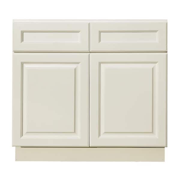 LIFEART CABINETRY Newport Ready to Assemble 33x34.5x24 in. Base Cabinet with 2 Door and 2 Drawer in Classic White