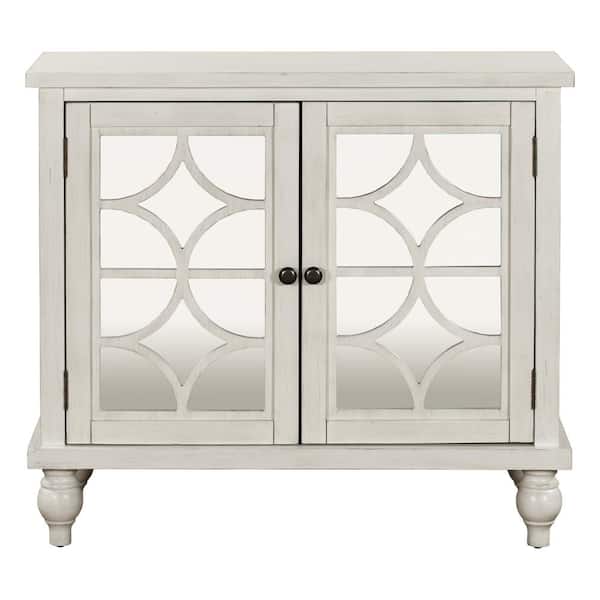 Tileon 35 in. W x 13.6 in. D x 31.7 in. H in Antique White MDF Ready to Assemble Kitchen Cabinet with Solid wood Frame and Legs
