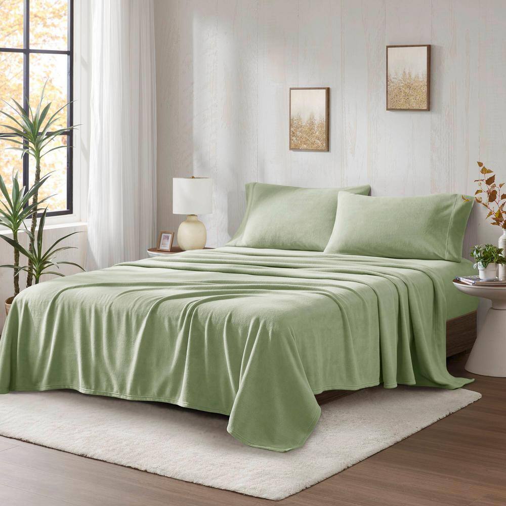 Green Plaid Twin Polyester Micro Fleece Sheet Set
