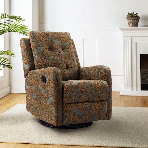 ARTFUL LIVING DESIGN Felipe Teal Wingback Swivel Rocker Recliner with Metal Base